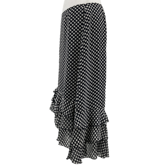 Vintage Hygard Collection Tiered Ruffle Polka Dot Silk Midi Skirt - Picture 5 of 7